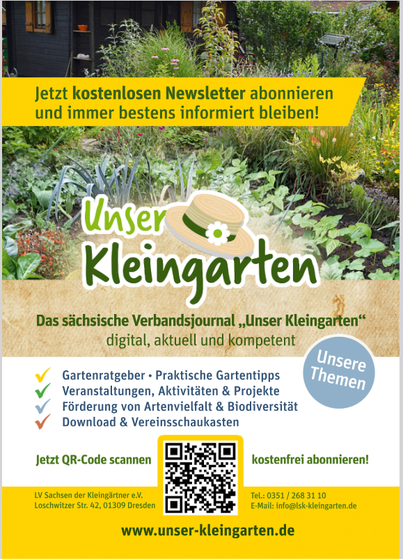 Zeitung Newsletteranmeldung für Unser Kleingarten-Zeitung